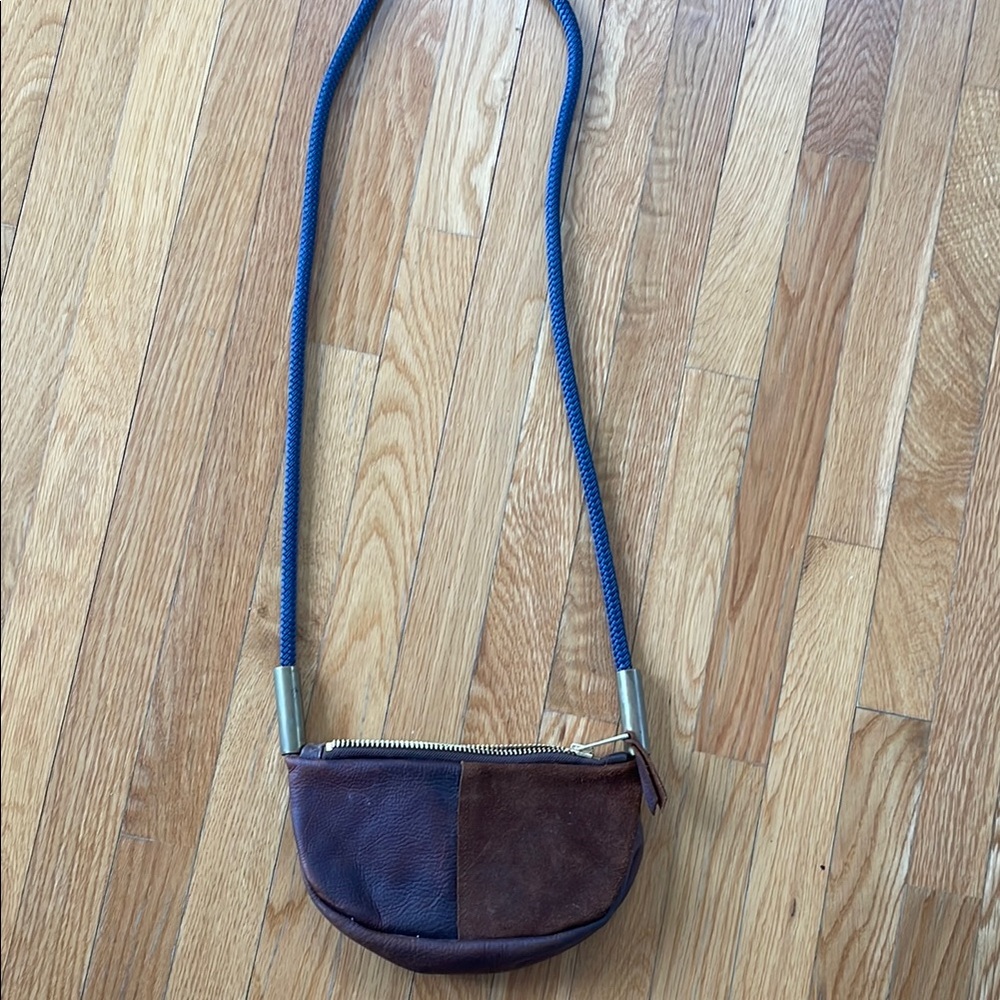 Brown and Blue Leather Crossbody Bag